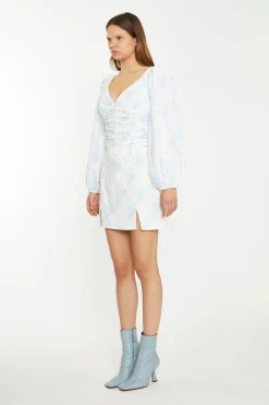 Glamorous Chic Escapes|Co-ords|Blue Wallpaper Floral Split-Front Mini-Skirt -