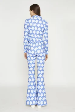 Glamorous Co-ords|Flares|Blue-Large Flower Flared-Trousers -