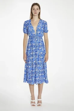 Glamorous Day Dresses|Midi & Midaxi Dresses|Blue-Tile Button-Front Midaxi-Dress -