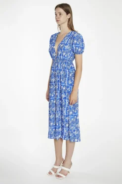 Glamorous Day Dresses|Midi & Midaxi Dresses|Blue-Tile Button-Front Midaxi-Dress -