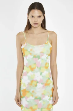 Glamorous Day Dresses|Maxi Dresses|Blurred-Flower Mesh Bodycon Maxi-Dress -