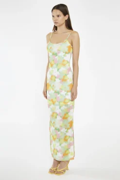 Glamorous Day Dresses|Maxi Dresses|Blurred-Flower Mesh Bodycon Maxi-Dress -