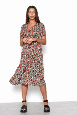 Glamorous Midi & Midaxi Dresses|Midi & Midaxi Dresses|Bold-Multi-Floral V-Neck Midi-Dress -