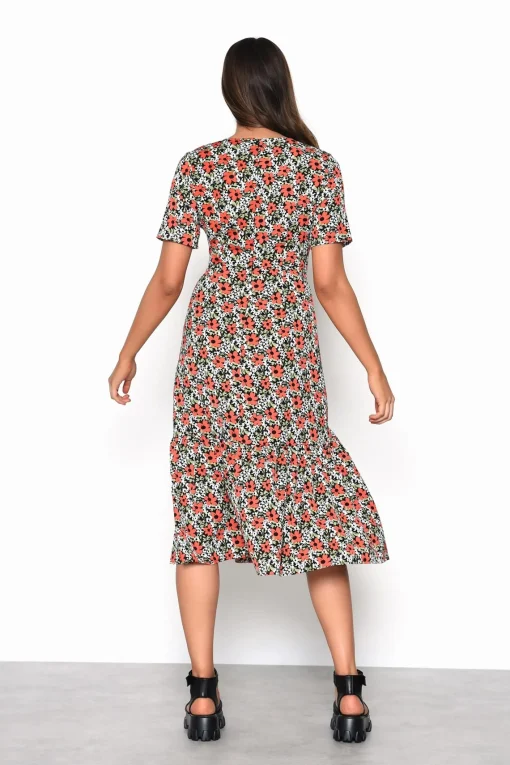 Glamorous Midi & Midaxi Dresses|Midi & Midaxi Dresses|Bold-Multi-Floral V-Neck Midi-Dress -