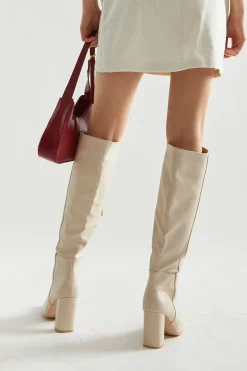 Glamorous Boots|Bone Knee High Pointed Toe Boots -