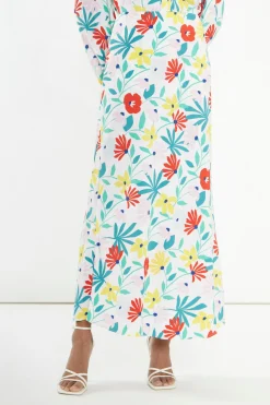 Glamorous Best Dressed Guest|Co-ords|Bright Multi Flower Bias-Cut Maxi-skirt -