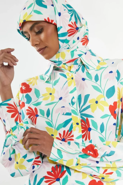 Glamorous Co-ords|Bright Multi Flower Long Sleeve Shirt -