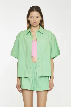 Glamorous Jet Setter|Co-ords|Bright-Green Boxy Shirt -