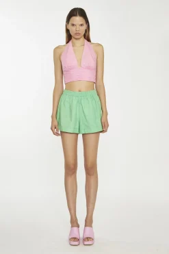 Glamorous Co-ords|Woven Shorts|Bright-Green Turn-Up Shorts -