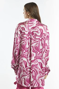 Glamorous Glamorous Care: Our Sustainable Collection|Blouses & Shirts|Bright-Pink Marble Oversized-Shirt -