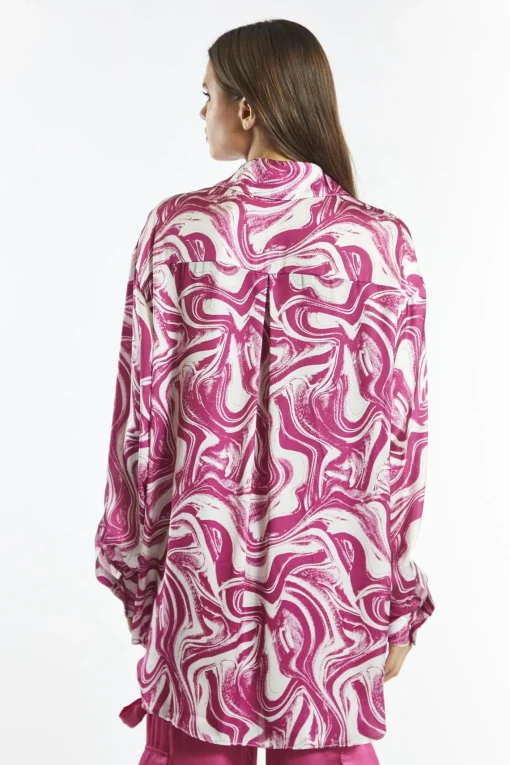 Glamorous Glamorous Care: Our Sustainable Collection|Blouses & Shirts|Bright-Pink Marble Oversized-Shirt -