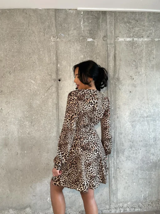 Glamorous Midi & Midaxi Dresses|Midi & Midaxi Dresses|Brown - Natural Leopard Tie-Wrap Midi-Dress -