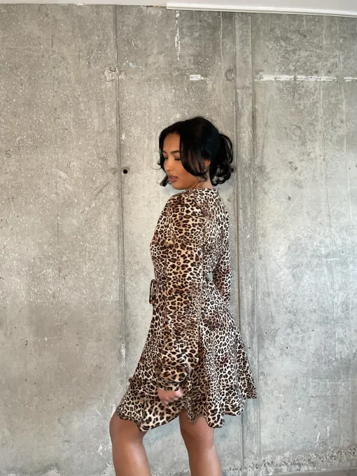 Glamorous Midi & Midaxi Dresses|Midi & Midaxi Dresses|Brown - Natural Leopard Tie-Wrap Midi-Dress -
