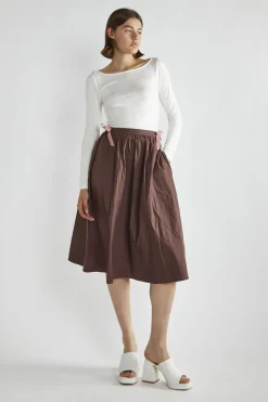 Glamorous Midi & Midaxi Skirts|Brown Bow-Detail Midi-Skirt -