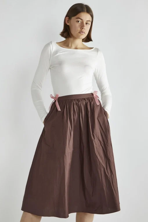Glamorous Midi & Midaxi Skirts|Brown Bow-Detail Midi-Skirt -