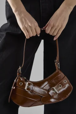 Glamorous Shoulder Bags|Brown Buckle Shoulder-Bag -