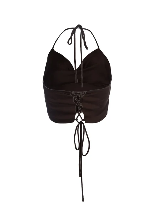 Glamorous Tops & T-shirts|Brown Cowl-Neck Crop-Top -