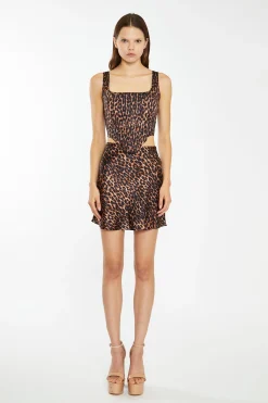 Glamorous Best Dressed Guest|Go To Partywear|Brown Leopard Bias-Cut Mini-Skirt -