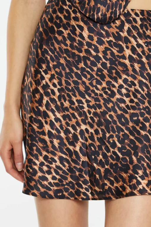 Glamorous Best Dressed Guest|Go To Partywear|Brown Leopard Bias-Cut Mini-Skirt -