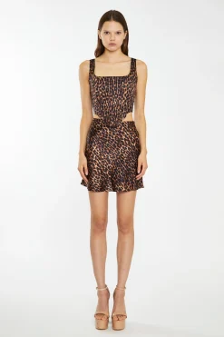 Glamorous Best Dressed Guest|Going Out Tops|Brown Leopard Square-Neck Corset Top -