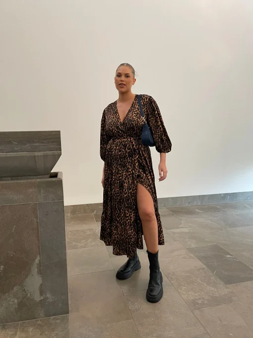 Glamorous Best Dressed Guest|Go To Partywear|Brown Leopard Tiered Wrap Midaxi-Dress -