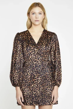 Glamorous Day Dresses|Mini Dresses|Brown Leopard Wrap Mini-Dress -