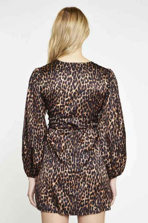 Glamorous Day Dresses|Mini Dresses|Brown Leopard Wrap Mini-Dress -