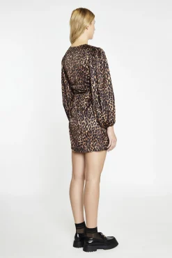 Glamorous Day Dresses|Mini Dresses|Brown Leopard Wrap Mini-Dress -