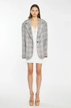Glamorous Prom|Workwear|Brown Multi-Check Oversized Blazer -