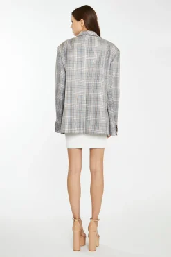 Glamorous Prom|Workwear|Brown Multi-Check Oversized Blazer -