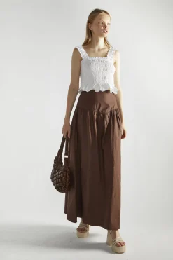 Glamorous Maxi Skirts|Brown Pleated Maxi-Skirt -
