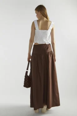 Glamorous Maxi Skirts|Brown Pleated Maxi-Skirt -