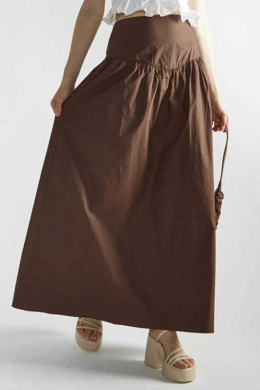 Glamorous Maxi Skirts|Brown Pleated Maxi-Skirt -
