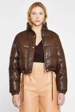 Glamorous Workwear|Jackets|Brown PU Puffer Cropped-Jacket -
