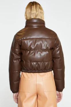 Glamorous Workwear|Jackets|Brown PU Puffer Cropped-Jacket -