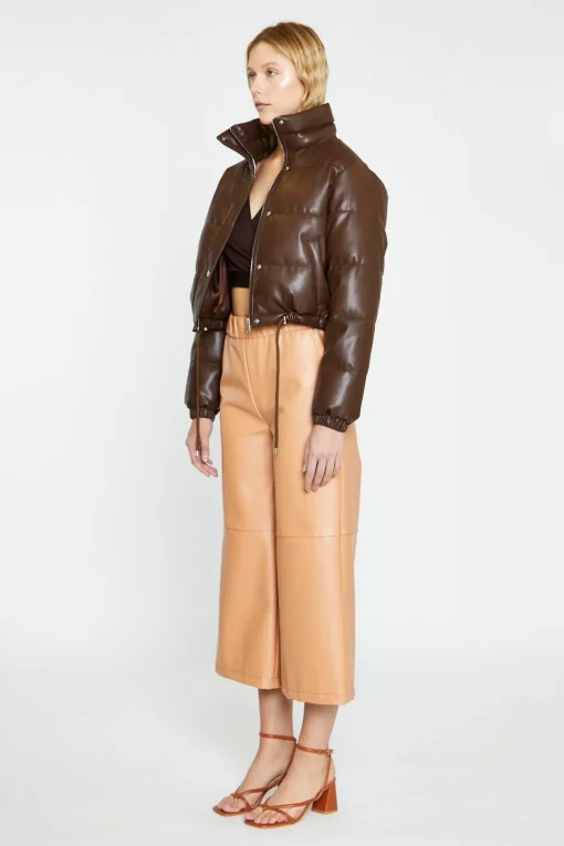 Glamorous Workwear|Jackets|Brown PU Puffer Cropped-Jacket -