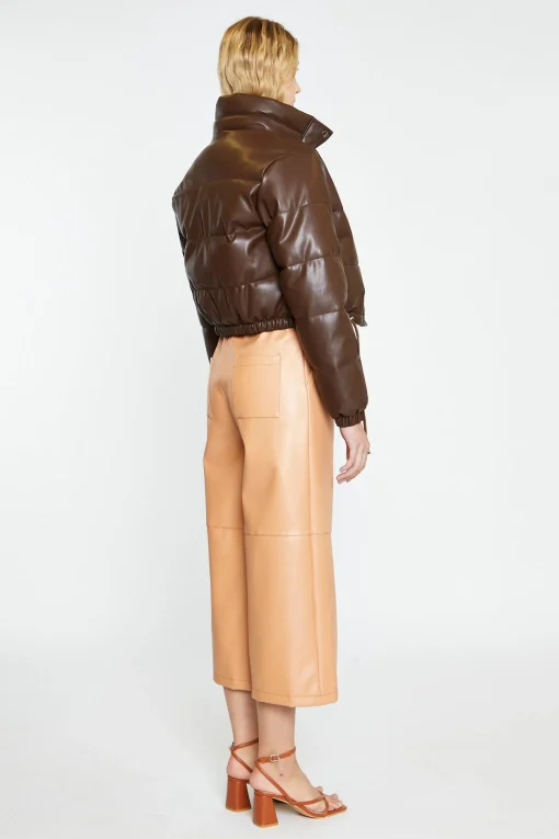 Glamorous Workwear|Jackets|Brown PU Puffer Cropped-Jacket -