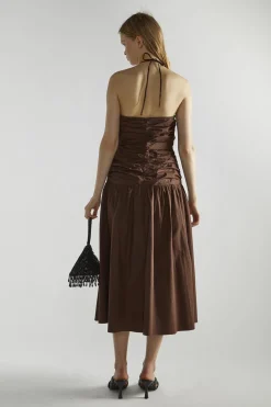Glamorous Midi & Midaxi Dresses|Midi & Midaxi Dresses|Brown Ruched Midaxi-Dress -