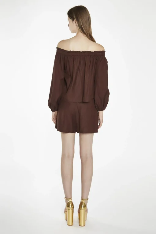 Glamorous Blouses & Shirts|Brown Swing Bardot-Top -