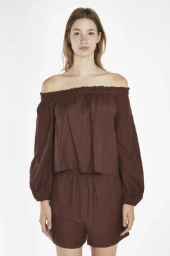 Glamorous Blouses & Shirts|Brown Swing Bardot-Top -