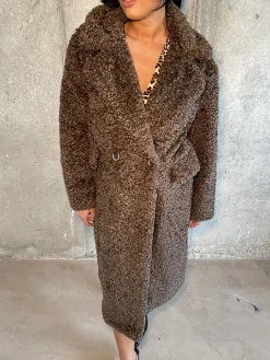 Glamorous Coats|Brown Teddy-Bear Maxi-Coat -
