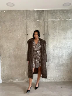 Glamorous Coats|Brown Teddy-Bear Maxi-Coat -