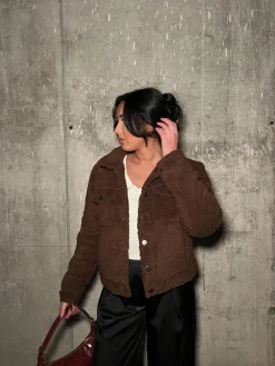 Glamorous Faux Fur & Leather|Coats|Brown Teddy-Bear Midi-Coat -