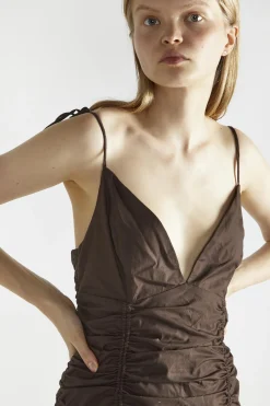 Glamorous Day Dresses|Mini Dresses|Brown V-neck Mini-Dress -