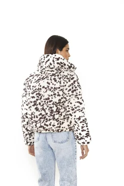 Glamorous Puffer Jackets|Jackets|Brown-Abstract Nylon Puffer-Jacket -