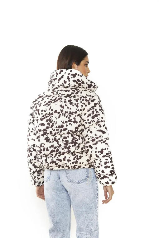 Glamorous Puffer Jackets|Jackets|Brown-Abstract Nylon Puffer-Jacket -