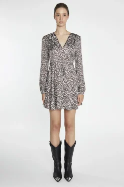 Glamorous Day Dresses|Mini Dresses|Brown-Ditsy V-Neck Mini-Dress -