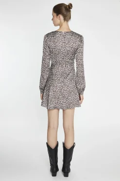 Glamorous Day Dresses|Mini Dresses|Brown-Ditsy V-Neck Mini-Dress -