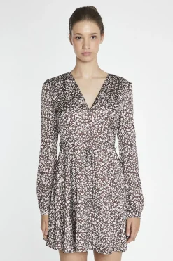Glamorous Day Dresses|Mini Dresses|Brown-Ditsy V-Neck Mini-Dress -