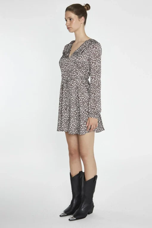 Glamorous Day Dresses|Mini Dresses|Brown-Ditsy V-Neck Mini-Dress -